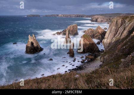 Mangersta Sea Stacks, Isle of Lewis, Outer Hebrids, Schottland Stockfoto