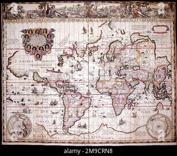 Weltkarte des 17. Jahrhunderts Stockfoto