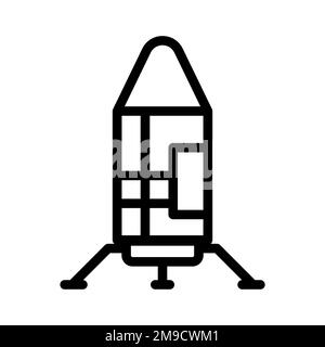 Symbol für Mondlander-Linie isoliert auf weißem Hintergrund. Schwarzer, flacher Klassiker mit modernem Umriss. Lineares Symbol und bearbeitbare Kontur. Einfach und Pixel Stock Vektor