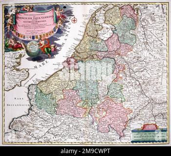 18. Century Map of Benelux, Belgien, Holland, Luxemburg Stockfoto