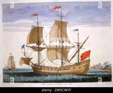 Segelschiff der französischen Flöte aus dem 17. Jahrhundert Stockfoto