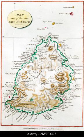 Karte der Insel Frankreich, Mauritius Stockfoto