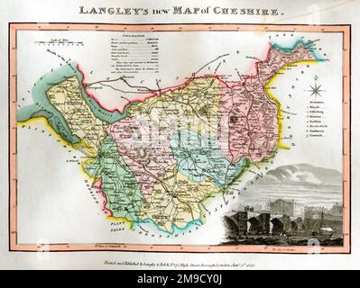 Landkarte von Cheshire aus dem 19. Jahrhundert Stockfoto
