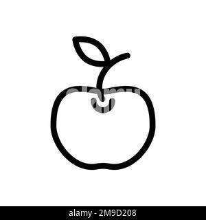 Apfelfrucht-Liniensymbol isoliert auf weißem Hintergrund. Schwarzer, flacher Klassiker mit modernem Umriss. Lineares Symbol und bearbeitbare Kontur. Einfach und Pixel Stock Vektor
