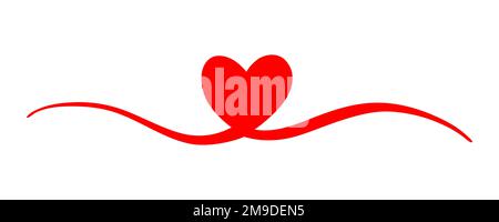 Herz Valentinstag Swash Hand bemalt mit Pinsel und Tinte, isoliert auf weißem Hintergrund. Vektorgrafik. Stock Vektor