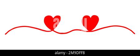 Herz Valentinstag Swash Hand bemalt mit Pinsel und Tinte, isoliert auf weißem Hintergrund. Vektorgrafik. Stock Vektor