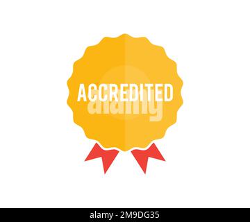 Abzeichen für Qualitätszertifizierung, Qualifikationszertifikat, akkreditiertes Logo-Design. Hochwertiges Bändchen, Vektordesign und Illustration. Stock Vektor