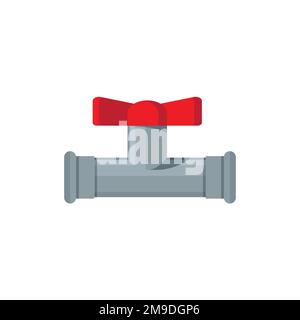 Vektordetails Warmrohrsystem in flacher Ausführung. Sammlung von Wasserrohren, Kunststoffrohren, Filtrieren, Gasventilen, Armaturen, Sanitär, Wasserhahn, Abwasser. Co Stock Vektor