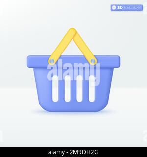 Warenkorb Symbol Symbole. Support, Lebensmittelgeschäft, Markt, Verkauf Veranstaltung, Online-Shopping-Konzept. 3D Vektor isoliertes Illustrationsdesign. Cartoon-Vergangenheit Stock Vektor
