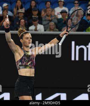 Melbourne, Australien. 18. Januar 2023. Australian Open 2023 Melbourne Park Day 3 18/01/2023 Maria Sakkari (GRE) gewinnt die zweite Runde des Spiels: Roger Parker/Alamy Live News Stockfoto