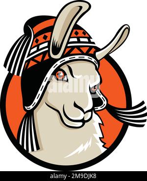 Lama trägt einen Chullo-Hut Stock Vektor