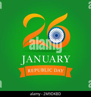 26 Januar Indien Republik Tag Grußkarte grün Stock Vektor