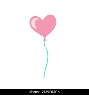 Herzballon. Handgezeichnetes Doodle Valentinstag-Illustration. Liebe und romantische süße Ikone. Einzelnes Element Stock Vektor