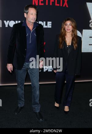 Westwood, USA. 17. Januar 2023. David Duchovny, Monique Pendleberry trifft auf YOU PEOPLE Los Angeles Premiere findet am Dienstag, den 17. Januar 2023 im Regency Village Theater in Westwood, Kalifornien, statt . (Foto: Juan Pablo Rico/Sipa USA) Guthaben: SIPA USA/Alamy Live News Stockfoto