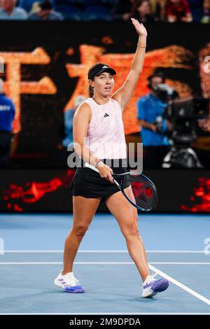 Melbourne, Australien. 18. Januar 2023. Tennis: Grand Slam - Australian Open, Singles, Frauen, 2. Runde: Pegula (USA) - Sasnovich (Belarus). Jessica Pegula Prost. Kredit: Frank Molter/dpa/Alamy Live News Stockfoto