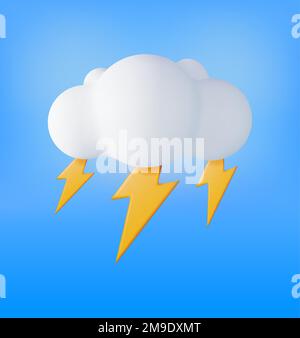 3D Cloud mit isoliertem Lightning-Symbol Stock Vektor