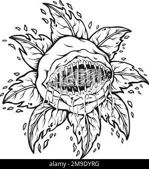 Unheimliche Raubtiere böse Monsterpflanze Illustrationen Silhouette Vektorbilder für Ihr Arbeitslogo, Merchandise-T-Shirt, Aufkleber und Etikettendesigns Stock Vektor