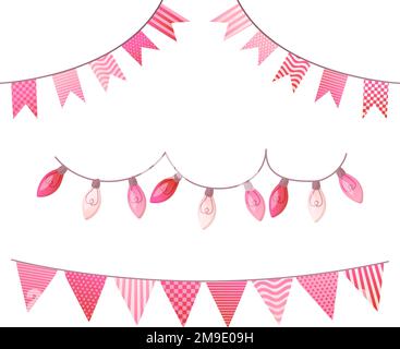 Girlande mit Valentinstagsflagge. Zum Feiern, zum Fest. Party Stock Vektor