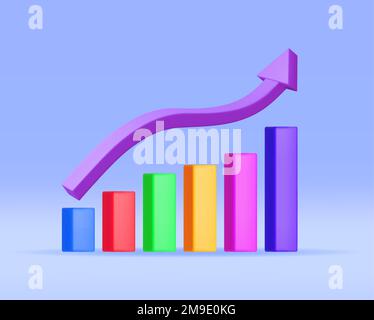 3D-Aktiendiagramm mit Pfeil Stock Vektor