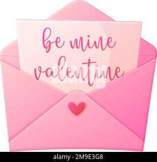 Liebesbrief. Öffnen Sie den Umschlag mit dem valentinsbrief. Vanentinstag, romantisches Beichtkonzept. Stock Vektor