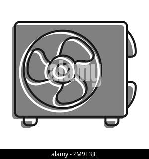 Symbol für linear gefülltes graues Symbol. Klimaanlageneinheit Mit Dreiflügeligem Lüfter. Raumkühlung Und -Heizung. Beibehaltung Einer Angenehmen Temperatur Bei Offic Stock Vektor