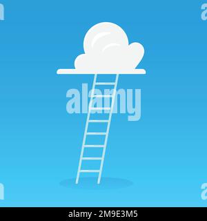Leiter führt zur Wolke. Vektordarstellung des Geschäftskonzepts. Stock Vektor