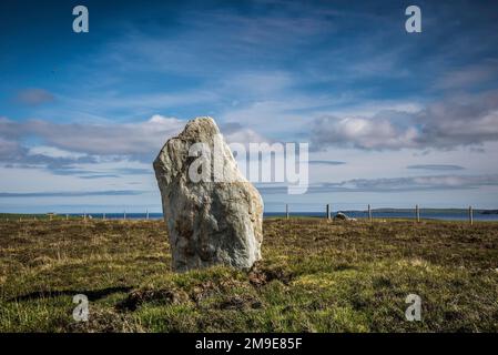 Prähistorischer Standsteinblock, Megalith, Uyeasound, Unst, Shetland Islands, Schottland, Großbritannien Stockfoto