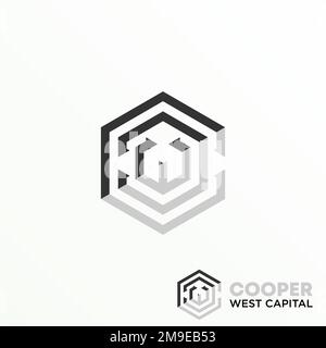 Einfache CWC-Schriftart in sechseckiger Bildgrafik Symbol Logo Design abstraktes Konzept Vektormaterial. Mit dem Produktetikett oder dem Initialen verknüpft Stock Vektor