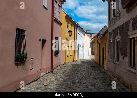 Zum UNESCO-Weltkulturerbe gehörendes jüdisches Viertel und Basilika St. Procopius in Trebic, Tschechische Republik Stockfoto