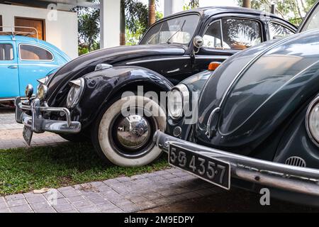 Colombo, Sri Lanka - 30. November 2021: Alte Volkswagen Kafer-Autos stehen auf dem Parkplatz Stockfoto