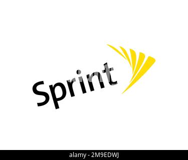 Sprint Corporation, Gedrehtes Logo, Weißer Hintergrund Stockfoto