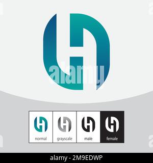 Logo mit H-Buchstaben. Grün und Blau. - Vektor Stock Vektor