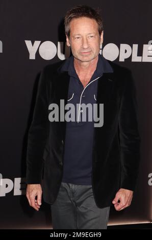 Los Angeles, USA. 17. Januar 2023. David Duchovny, Monique Pendleberry 01/17/2023 The Los Angeles Premiere of Netflix's „You People“ im Regency Village Theater in Los Angeles, CA Photo by Izumi Hasegawa/HollywoodNewsWire.net Credit: Hollywood News Wire Inc./Alamy Live News Stockfoto