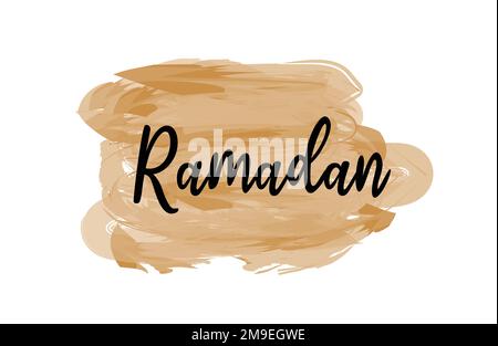 Ramadan-Kalligraphie-Schriftzug für Grußkarten. Wasserfarbenes Pinsel-Design für Ramadan und Geschenke. Stock Vektor