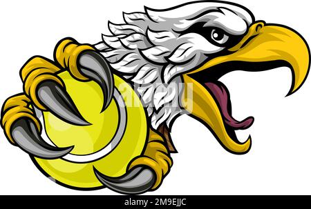 Eagle Hawk Tennis Ball Cartoon Sports Team Maskottchen Stock Vektor