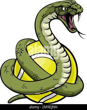 Maskottchen Für Die Tiersportmannschaft „Snake Tennis Ball“ Stock Vektor