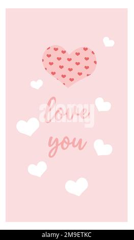 Love You rosa Grußkarte für Valentinstag, Hochzeit, Muttertag, Verlobungsbild. Stock Vektor