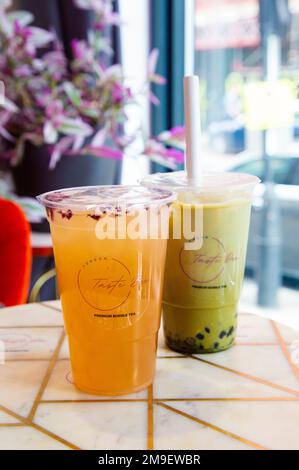 Bubble Tea im Taste Dee in Shoreditch, London, Großbritannien Stockfoto