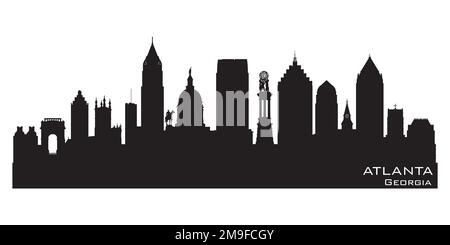 Die Skyline von Atlanta, Georgia, zeigt eine detaillierte Vektorsilhouette Stock Vektor