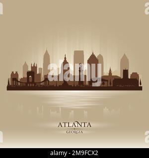 Darstellung der Skyline von Atlanta Georgia mit Vektorsilhouetten Stock Vektor