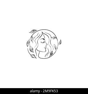 Logo im Frauenporträt für dein Design. Darstellung des Rohteilvektors. Stock Vektor