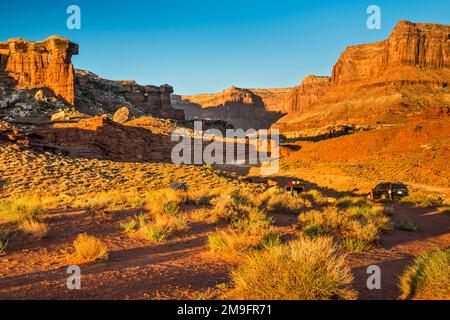 Shafer Canyon, Blick vom Shafer Campsite, Canyonlands National Park, Utah, USA Stockfoto