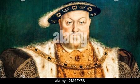 HEINRICH VIII. (1491-1547) Sektion des 1539. Porträts von Holbein Stockfoto