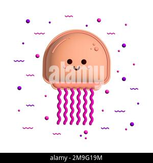 Cartoon-Quallen-3D-Rendering-Illustration Stockfoto