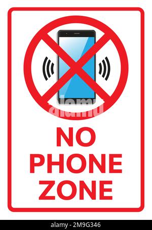 Symbol für Stopp-Warnschild für Telefon. Mit Text KEINE TELEFONZONE. Vektordarstellung Stock Vektor