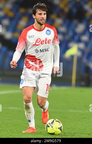 Neapel, Italien. 18. Januar 2023. Bartosz Beresynski von SSC Napoli in Aktion während des Spiels Coppa Italia Freccia Rossa zwischen SSC Napoli gegen USC Cremonese im Stadio Diego Armando Maradona am 17 2023in. Januar in Neapel, italien (Bild: © Agostino Gemito/Pacific Press via ZUMA Press Wire) NUR REDAKTIONELLE VERWENDUNG! Nicht für den kommerziellen GEBRAUCH! Stockfoto