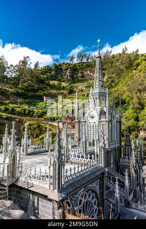 Kolumbien - 9. Oktober 2022: National Shrine Basilica of Our Lady of Las Lajas Stockfoto