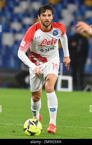 Neapel, Italien. 17. Januar 2023. Bartosz Beresynski von SSC Napoli in Aktion während des Spiels Coppa Italia Freccia Rossa zwischen SSC Napoli und USC Cremonese im Stadio Diego Armando Maradona am 17 2023in. Januar in Neapel, italien (Kreditbild: © Agostino Gemito/Pacific Press via ZUMA Press Wire) NUR REDAKTIONELLE VERWENDUNG! Nicht für den kommerziellen GEBRAUCH! Stockfoto