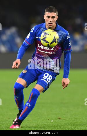 Neapel, Italien. 17. Januar 2023. Luca Zanimacchia von US Cremonese in Aktion während des Spiels Coppa Italia Freccia Rossa Between SSC Napoli gegen USC Cremonese im Stadio Diego Armando Maradona am 17 2023in. Januar in Neapel, italien (Kreditbild: © Agostino Gemito/Pacific Press via ZUMA Press Wire) NUR REDAKTIONELLE VERWENDUNG! Nicht für den kommerziellen GEBRAUCH! Stockfoto