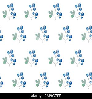 Nahtloses Blaubeermuster. Sommerlicher Bio-Beeren-Hintergrund. Stock Vektor